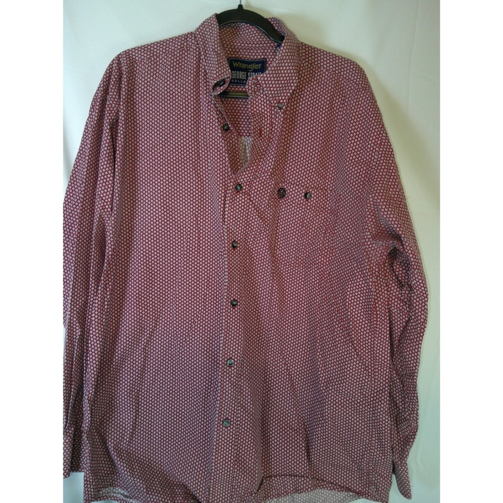 Wrangler George Strait Mens Burgundy Geometric Print Western Button Down Shirt L